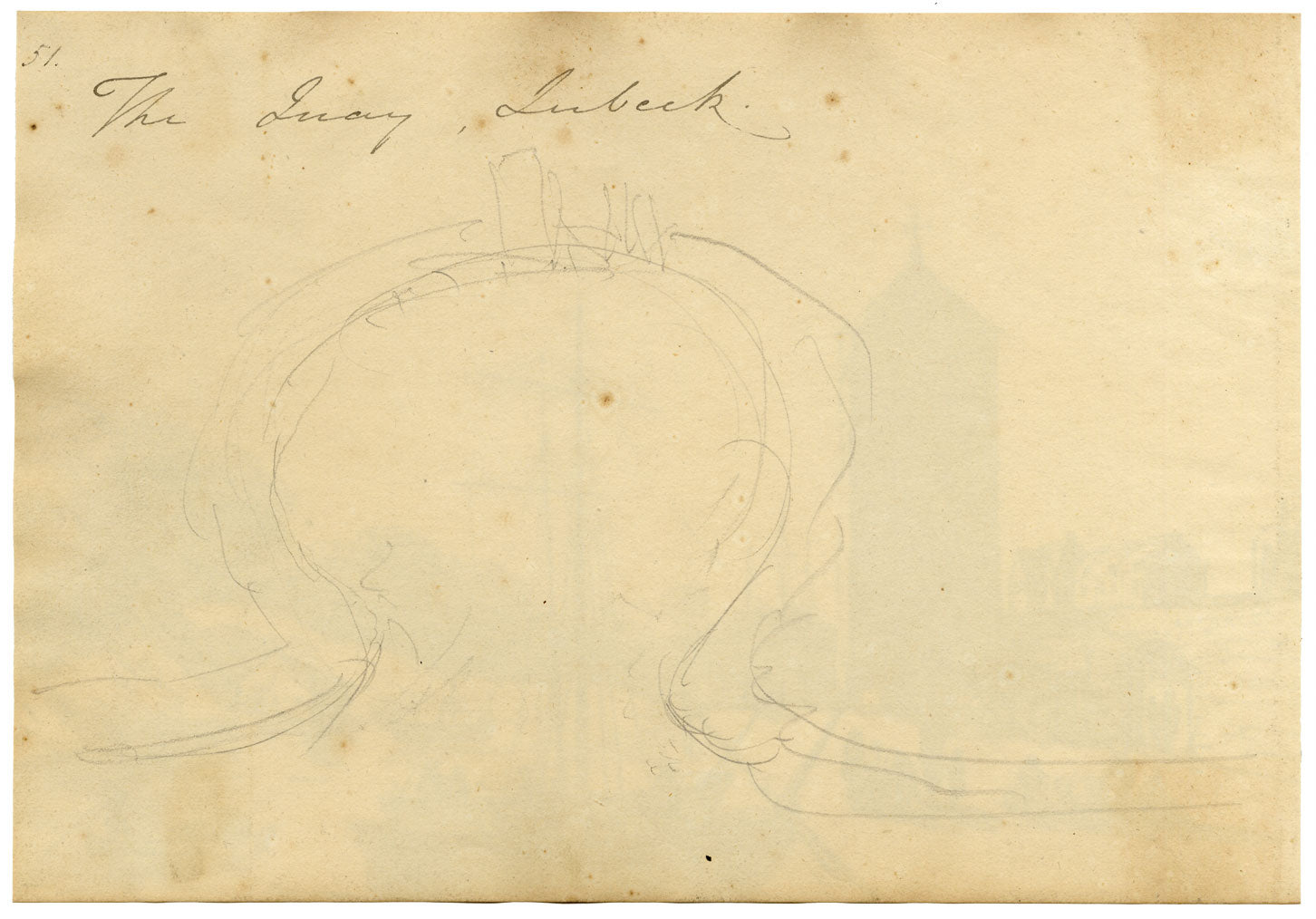 John Maule, Lübeck Quay, Germany – 1793 drawing in ink & wash