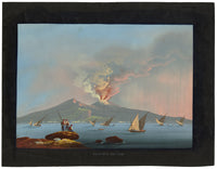 Neapolitan School, Vesuvius in Eruption, 1838 (Day and Night) – Pair of early 19th-century gouache paintings