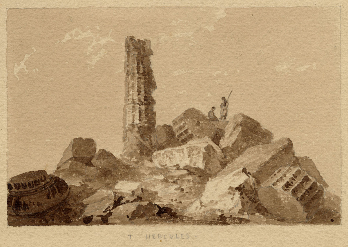 William Page, Temple of Hercules, Sicily – Early 19th-century watercolour painting