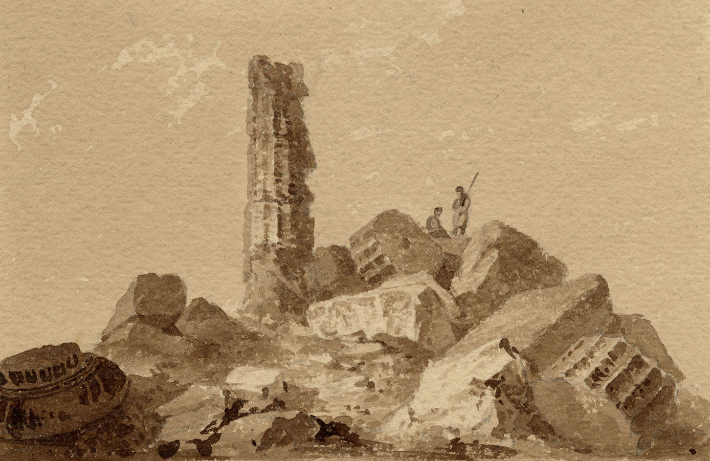 William Page, Temple of Hercules, Sicily – Early 19th-century watercolour painting