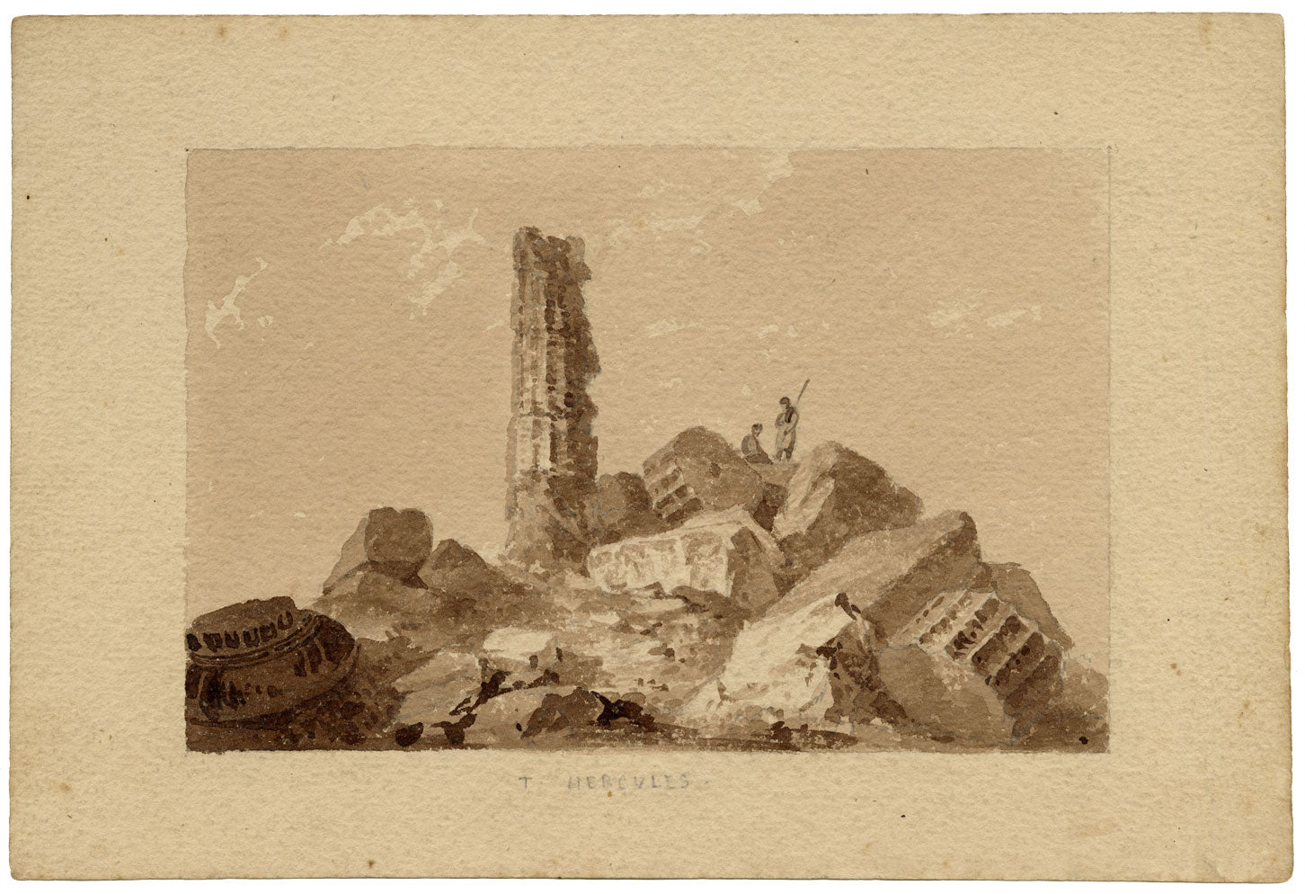 William Page, Temple of Hercules, Sicily – Early 19th-century watercolour painting