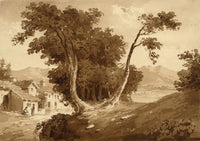 Attrib. William Page, Figures on a Path, Possibly Ithaca, Greece – Early 19th-century watercolour painting