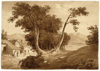 Attrib. William Page, Figures on a Path, Possibly Ithaca, Greece – Early 19th-century watercolour painting