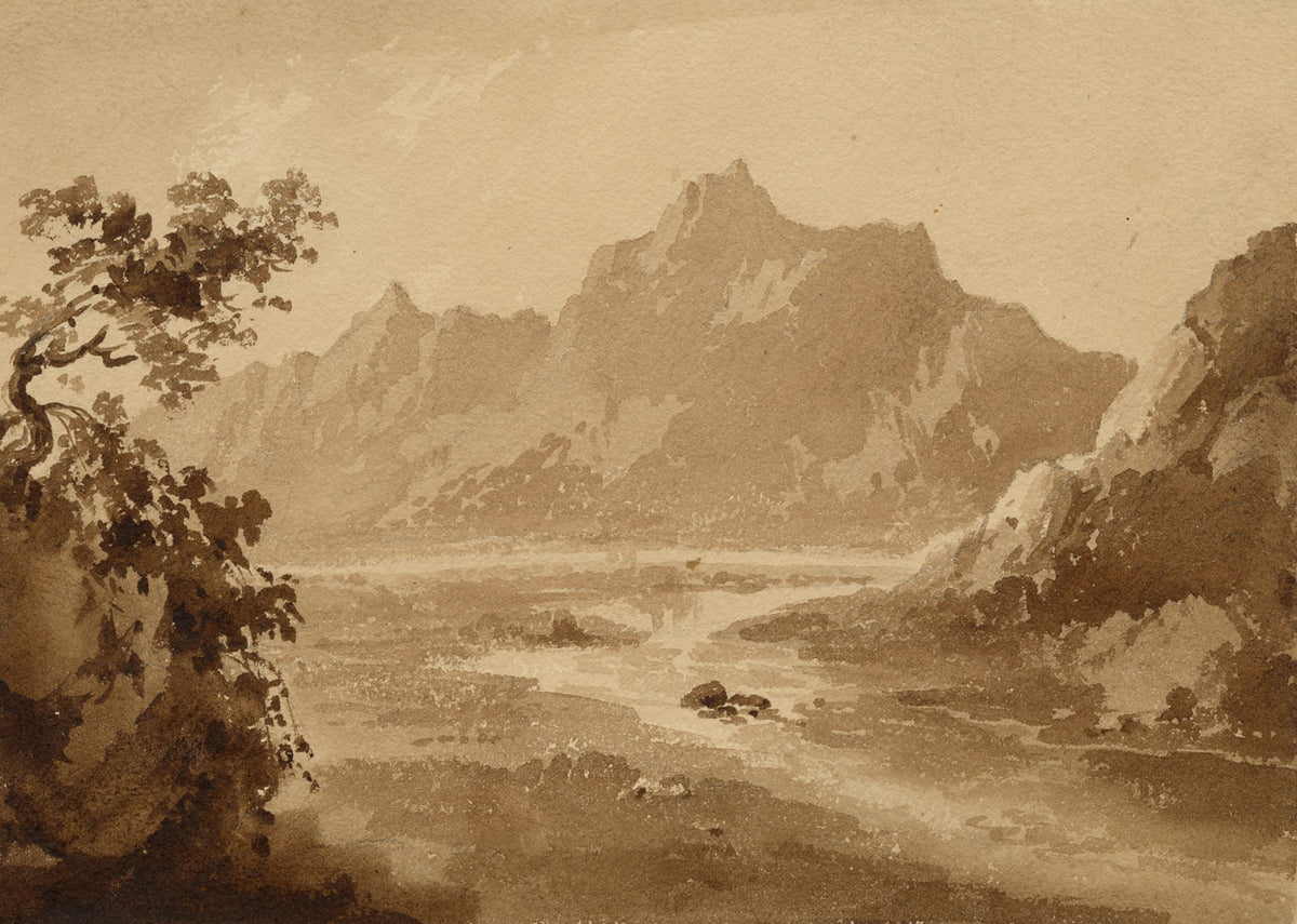 Attrib. William Page, River Landscape, Probably Greece or Turkey – Early 19th-century watercolour painting