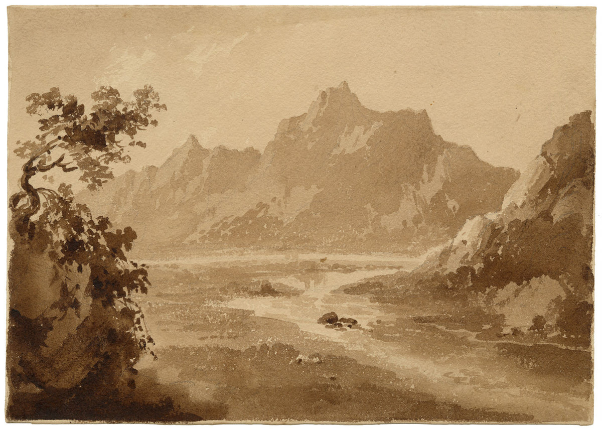 Attrib. William Page, River Landscape, Probably Greece or Turkey – Early 19th-century watercolour painting