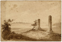 William Page, Temple of Olympian Zeus, Agrigento, Sicily – Early 19th-century watercolour painting