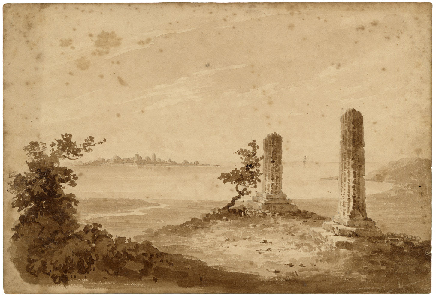 William Page, Temple of Olympian Zeus, Agrigento, Sicily – Early 19th-century watercolour painting