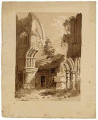 Attrib. William Page, Malmesbury Abbey Ruin – Early 19th-century watercolour painting