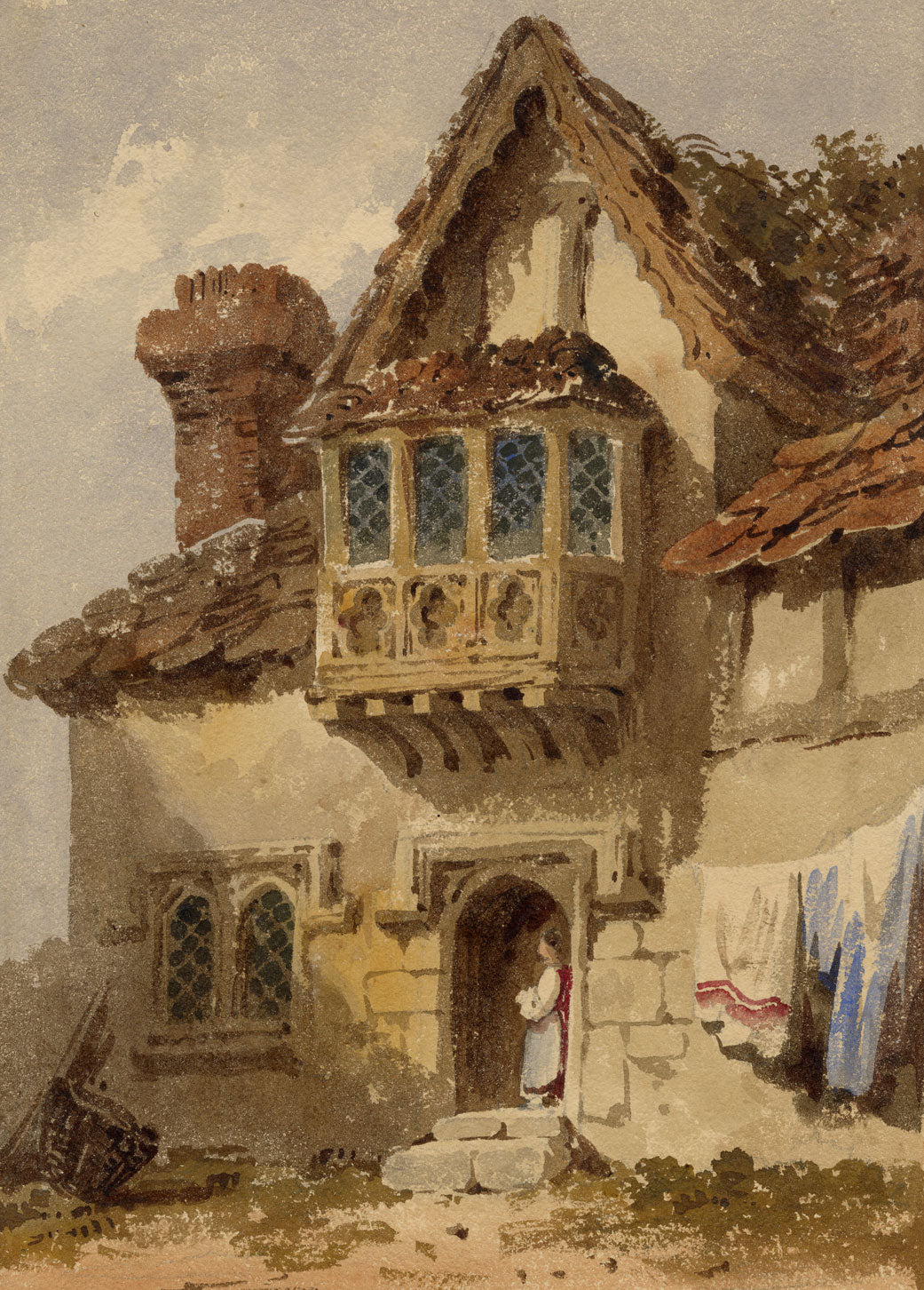 Attrib. William Page, An Old House – Early 19th-century watercolour painting