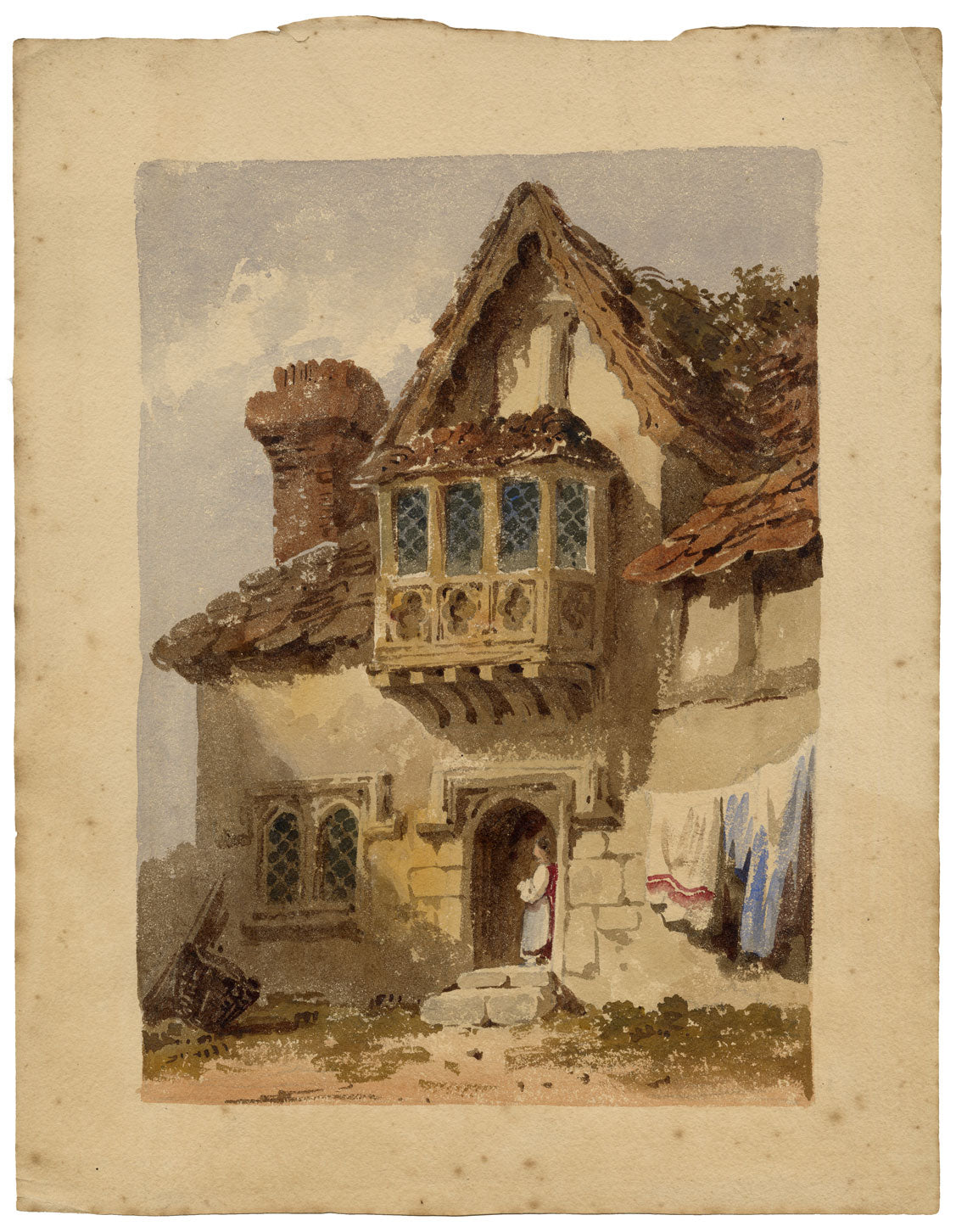 Attrib. William Page, An Old House – Early 19th-century watercolour painting