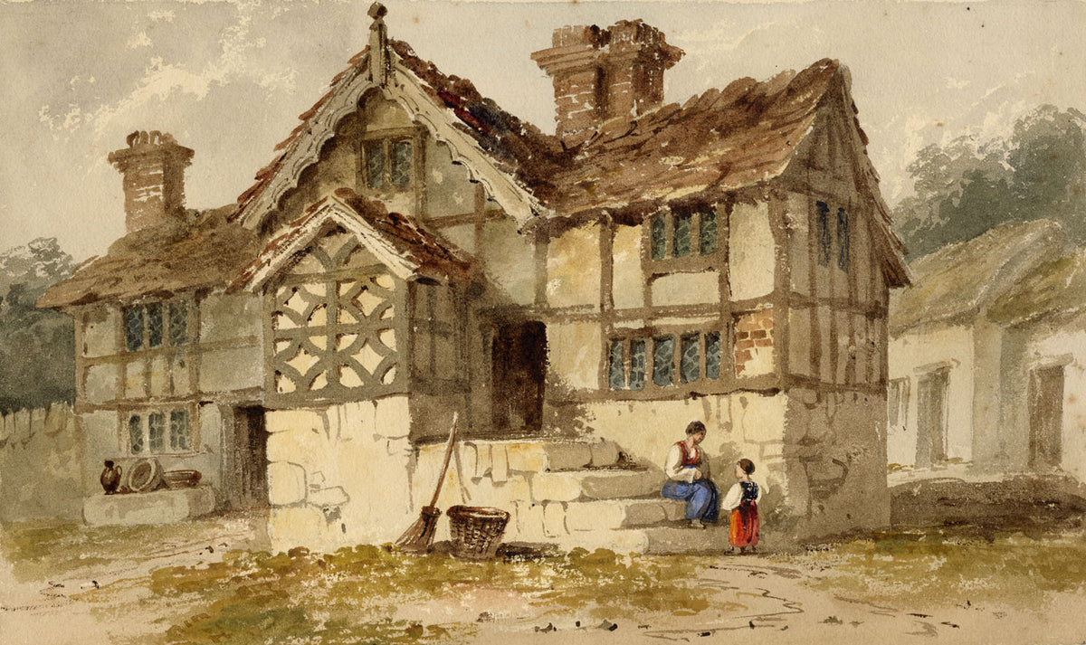 Attrib. William Page, Timber Framed House – Early 19th-century watercolour painting