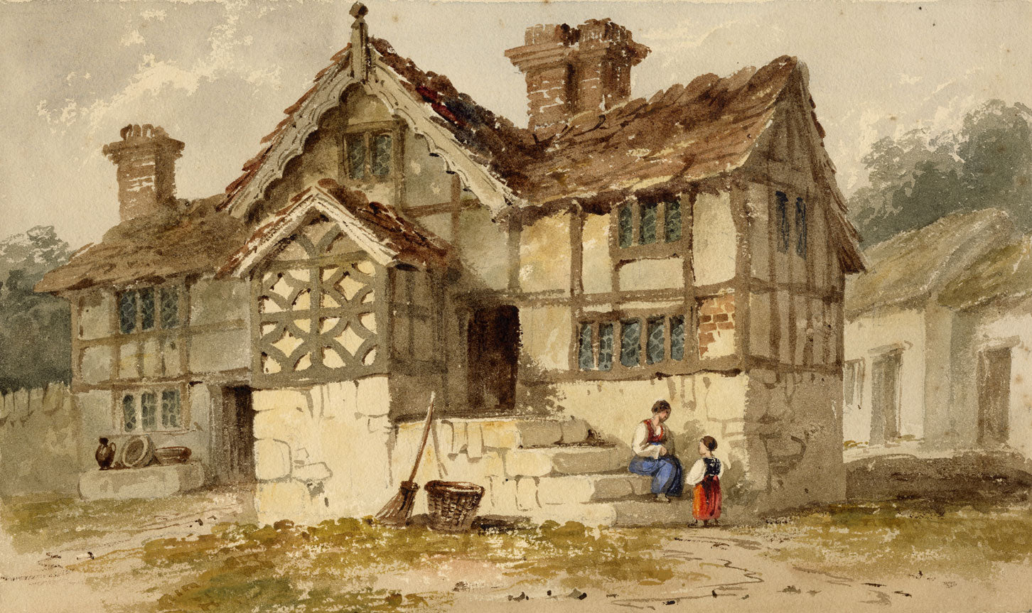 Attrib. William Page, Timber Framed House – Early 19th-century watercolour painting