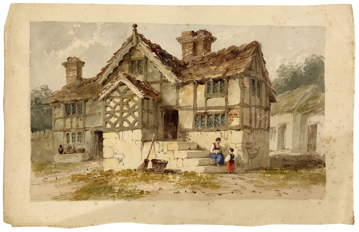 Attrib. William Page, Timber Framed House – Early 19th-century watercolour painting