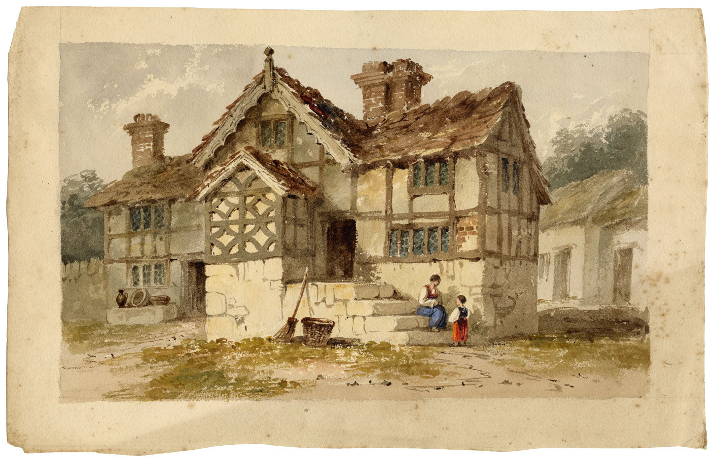 Attrib. William Page, Timber Framed House – Early 19th-century watercolour painting