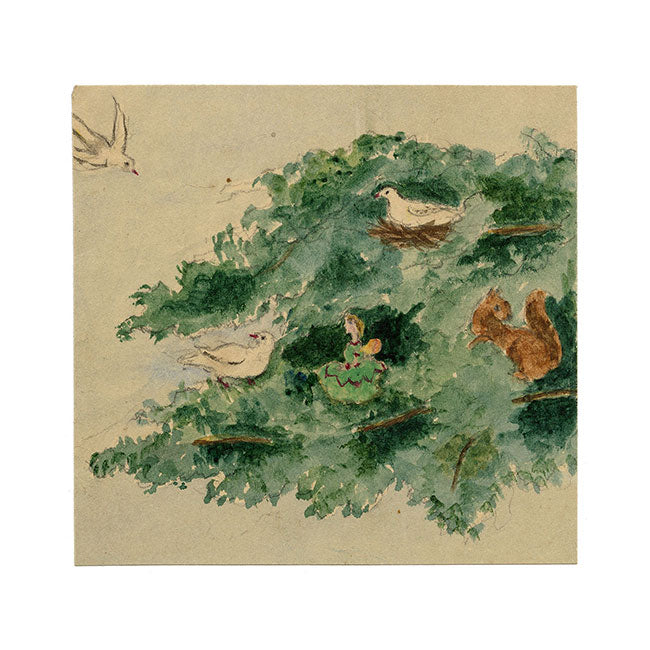 Isabella Hunter, Miniature Scene with Woodland Fairy – 1873 watercolour painting