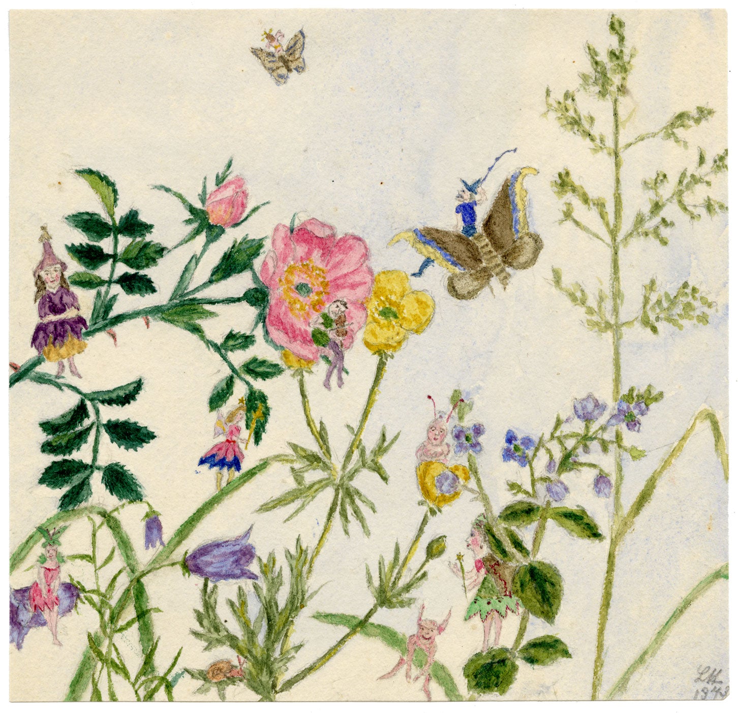 Lucy Hunter, Wildflower Fairies – 1873 watercolour painting