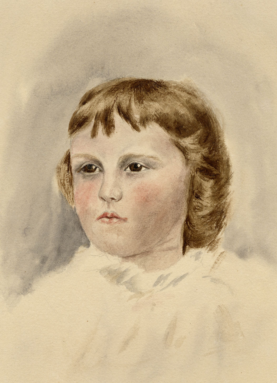 Lucy Hunter, Child Portrait, Anton's Hill, Scottish Borders – 1876 watercolour painting