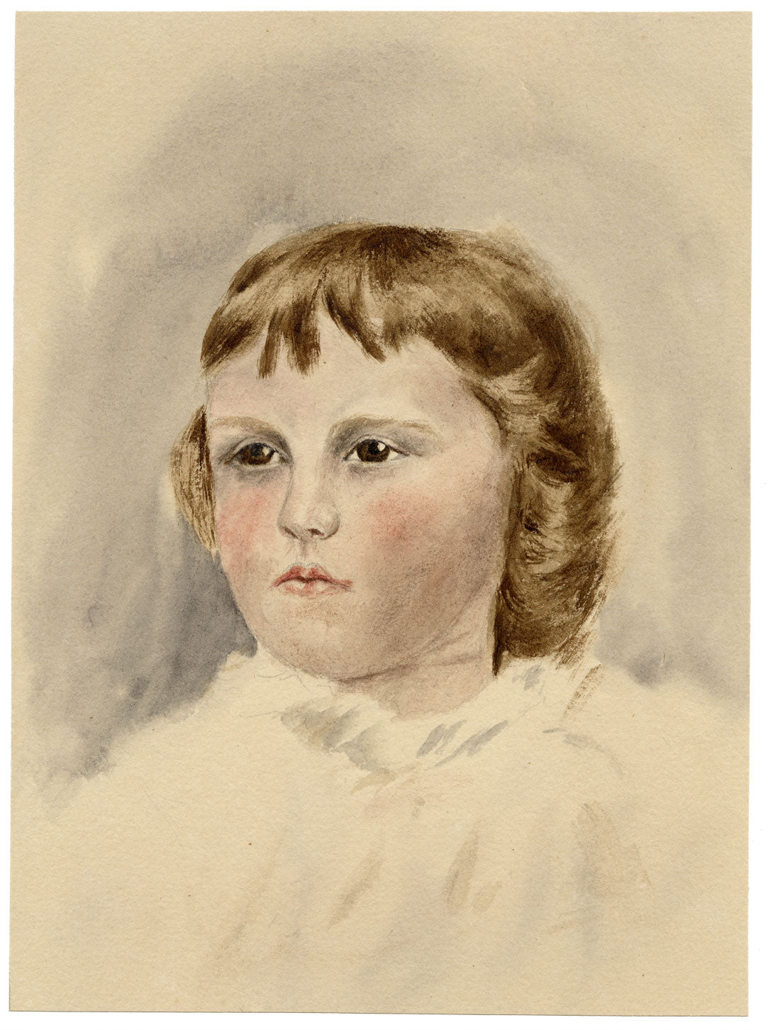 Lucy Hunter, Child Portrait, Anton's Hill, Scottish Borders – 1876 watercolour painting