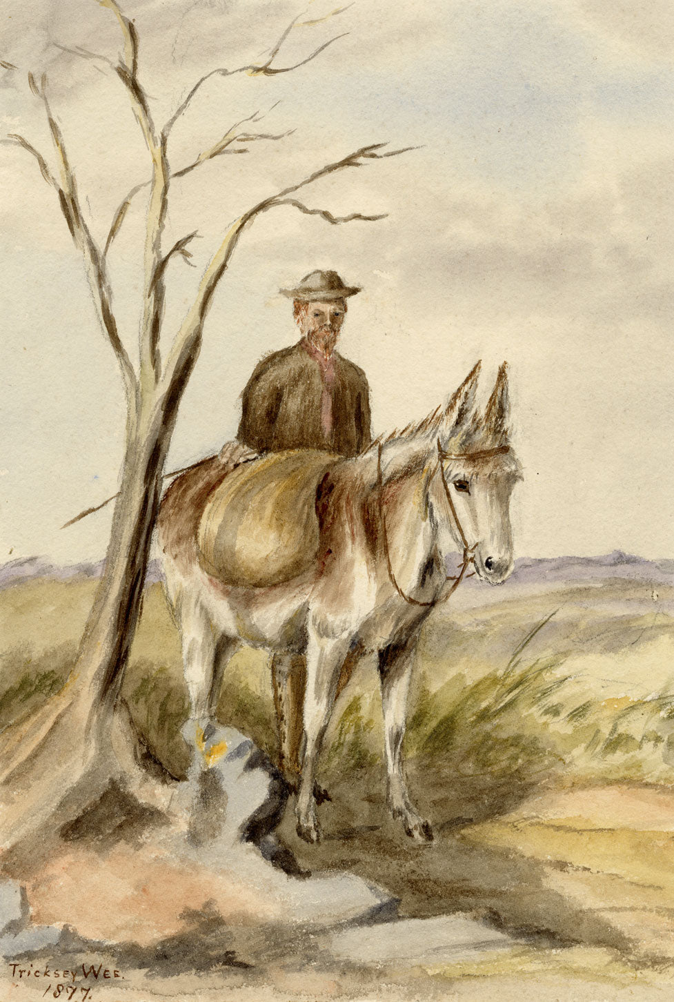 Isabella Hunter, Huckster & Donkey with Turnip Seed, Scottish Borders – 1877 watercolour painting