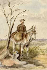 Isabella Hunter, Huckster & Donkey with Turnip Seed, Scottish Borders – 1877 watercolour painting
