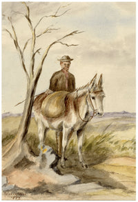 Isabella Hunter, Huckster & Donkey with Turnip Seed, Scottish Borders – 1877 watercolour painting
