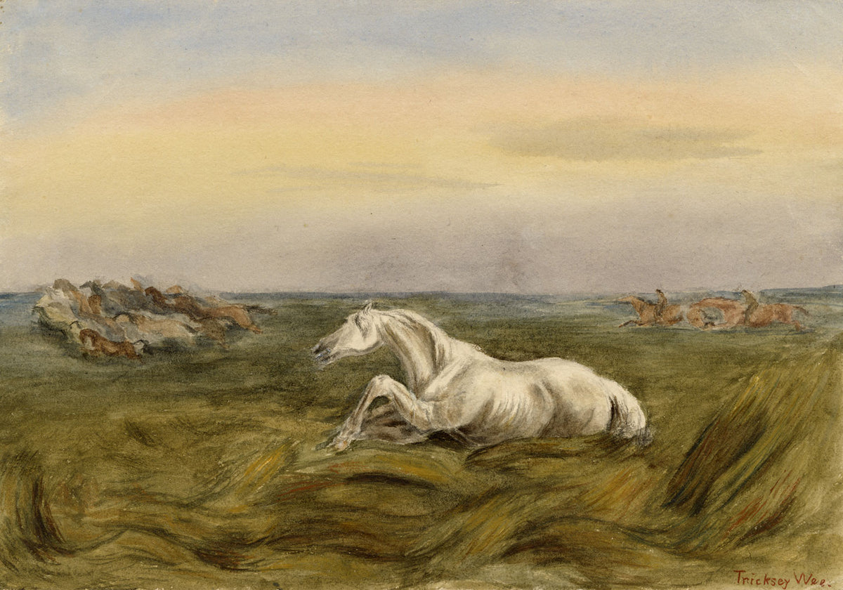 Isabella Hunter, Galloping Horses, Scottish Borders – 1876 watercolour painting