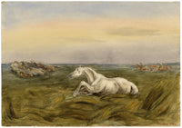 Isabella Hunter, Galloping Horses, Scottish Borders – 1876 watercolour painting