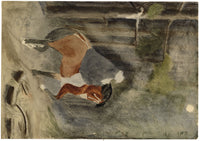 Isabella Hunter, Girl with Her Horse at Dusk, Scottish Borders – 1875 watercolour painting