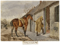 Isabella Hunter, Bay Horse by Stables in the Rain, Scottish Borders – 1877 watercolour painting