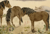 Hunter, Highland Ponies in the Scottish Borders – 1870s watercolour painting