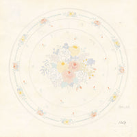 Elaine Williamson, Poole Pottery, Pastel Rose Flower Plate Design – c.1980s gouache painting