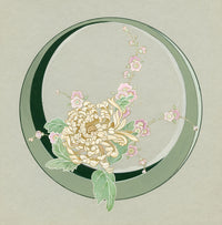 Elaine Williamson, Poole Pottery, Japanese Chrysanthemum & Cherry Blossom Plate Design – c.1980s gouache painting