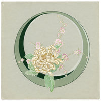 Elaine Williamson, Poole Pottery, Japanese Chrysanthemum & Cherry Blossom Plate Design – c.1980s gouache painting