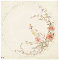 Elaine Williamson, Poole Pottery, Butterfly & Flowers Plate Design – c.1980s watercolour painting