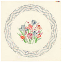 Elaine Williamson, Poole Pottery, Tulip Flowers Plate Design – 1989 watercolour painting