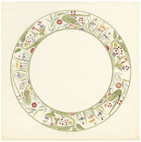 Elaine Williamson, Poole Pottery, Art Nouveau Flower Plate Design – 1989 watercolour painting