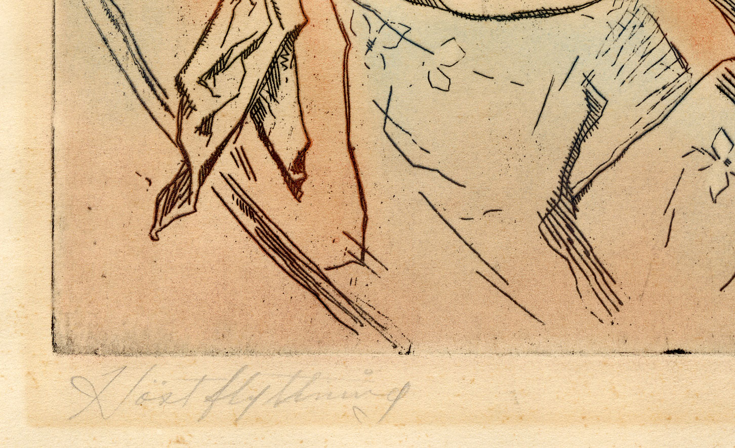 Loren Holmwood, Sámi with Reindeer 'Höstflytning', Northern Norway – c.1936 etching print