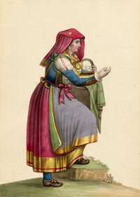 Michela de Vito, Costume di Sessano, Province of Molise – c.1820s watercolour painting