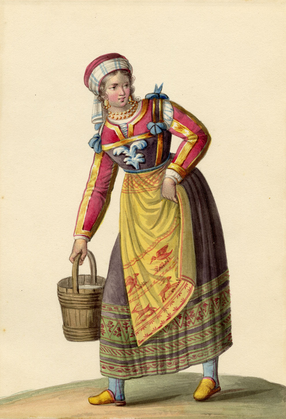 Michela de Vito, Costume di Villalago, Province of L'Aquila – c.1820s watercolour painting