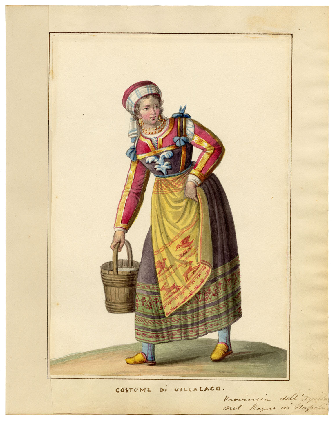 Michela de Vito, Costume di Villalago, Province of L'Aquila – c.1820s watercolour painting