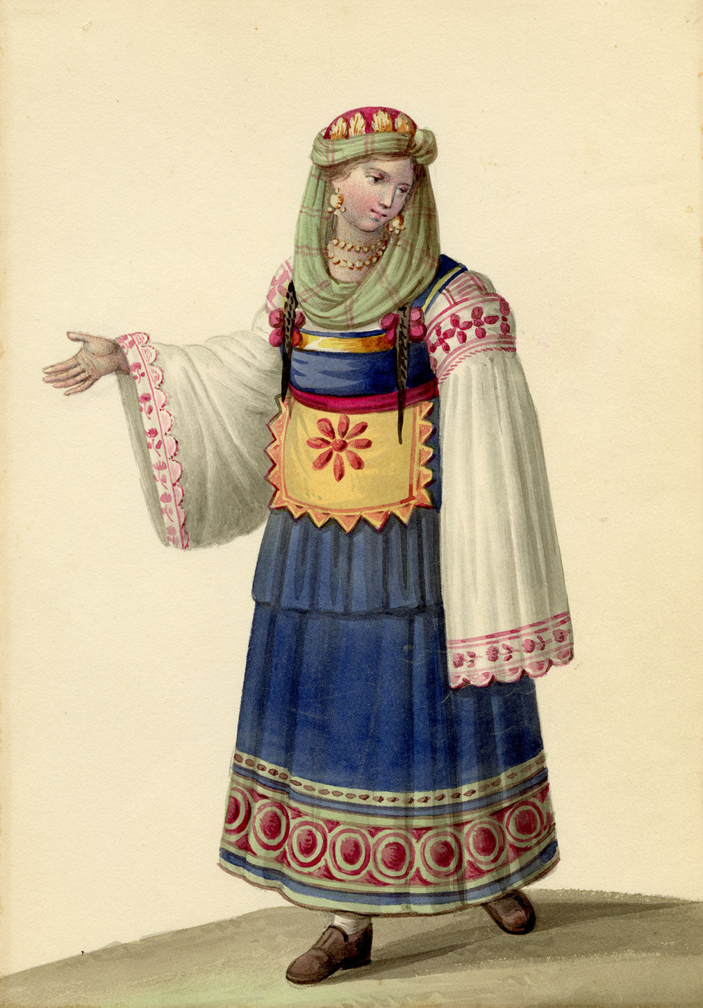 Michela de Vito, Costume di St Caterina, Province of Calabria – c.1820s watercolour painting