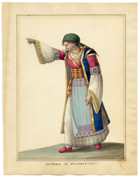Michela de Vito, Costume di Villabadessa, Albanian Colony, Province of Teramo – c.1820s watercolour painting