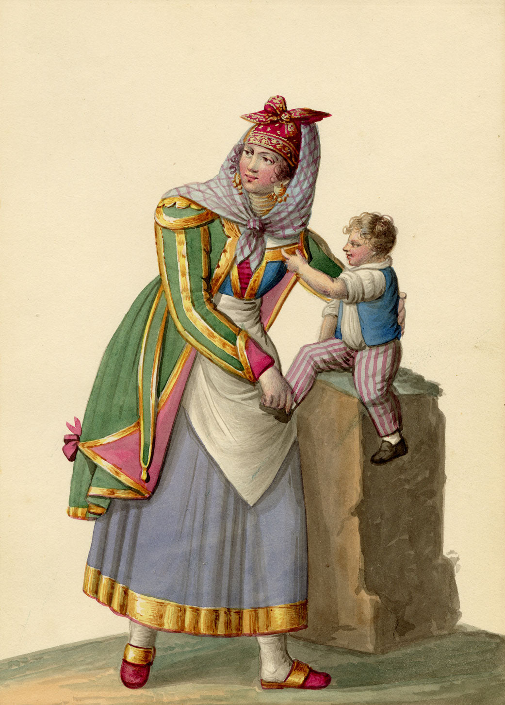 Michela de Vito, Costume di Procida, Province of Naples – c.1820s watercolour painting