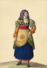 Michela de Vito, Costume di Mascioni, Province of Abruzzo – c.1820s watercolour painting