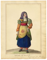Michela de Vito, Costume di Mascioni, Province of Abruzzo – c.1820s watercolour painting