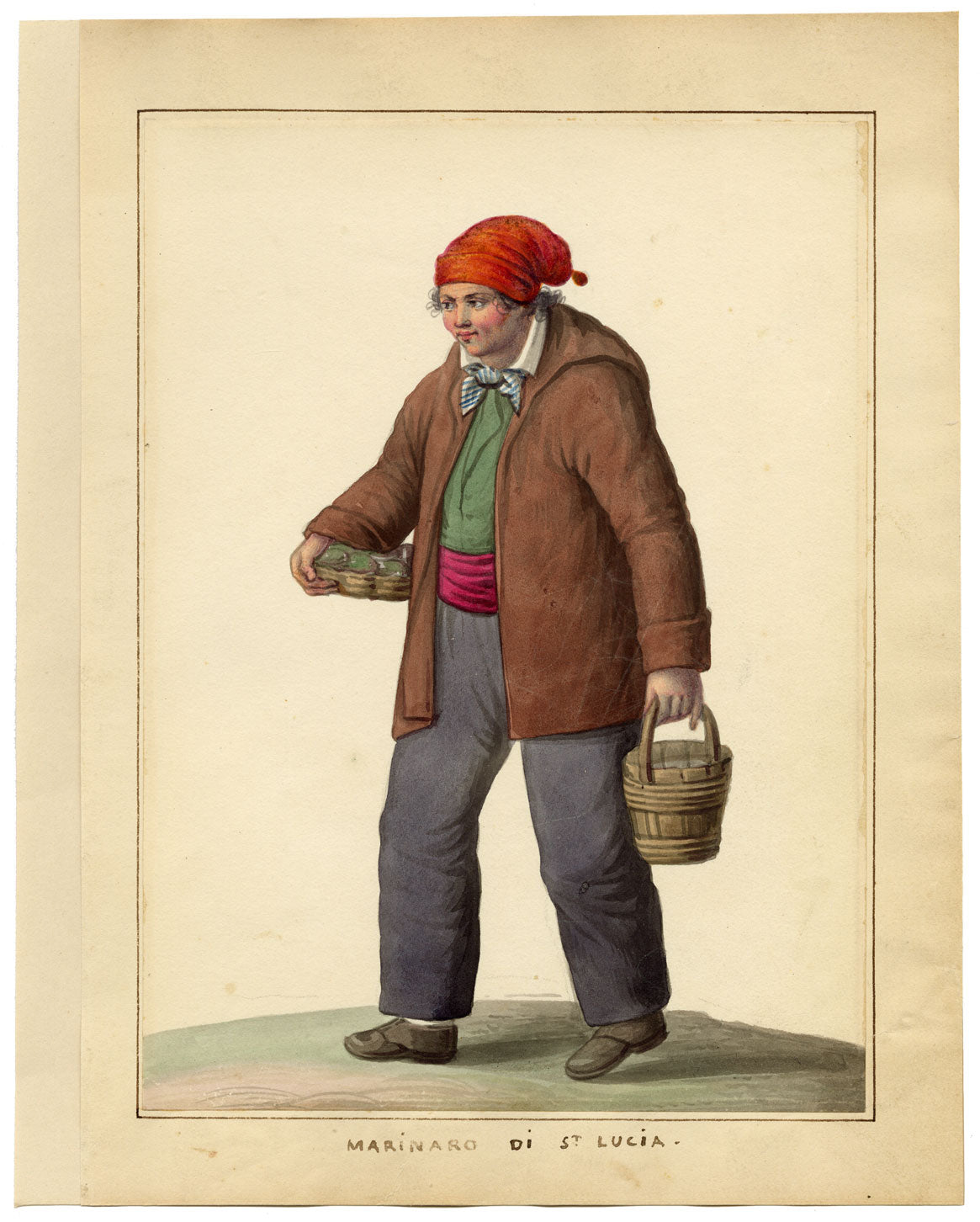 Michela de Vito, Costume di Marinaro di St Lucia, Naples – c.1820s watercolour painting