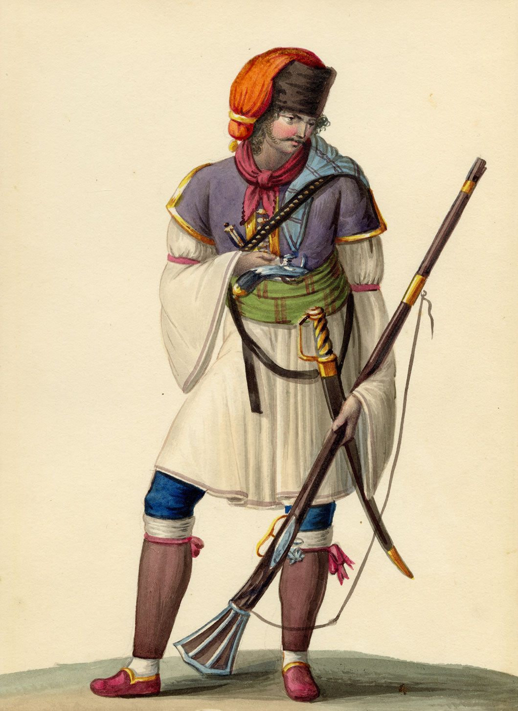 Michela de Vito, Costume di Villabadessa, Albanian Colony, Province of Teramo – c.1820s watercolour painting