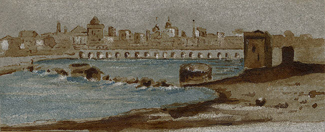 Anon., Anatolian Stone Bridge, Adana, Turkey – Early 19th-century watercolour painting