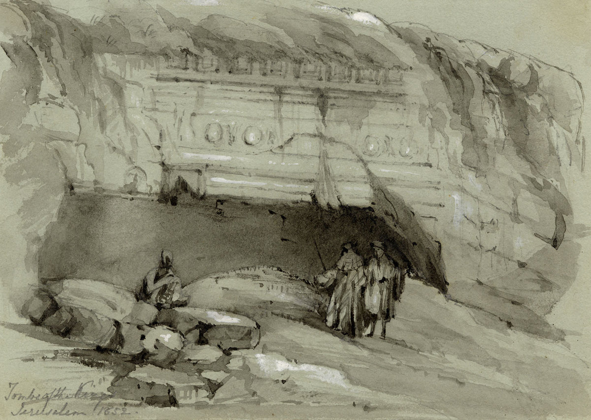 Isabella Foster, Tombs of the Kings, Jerusalem – 1852 graphite drawing