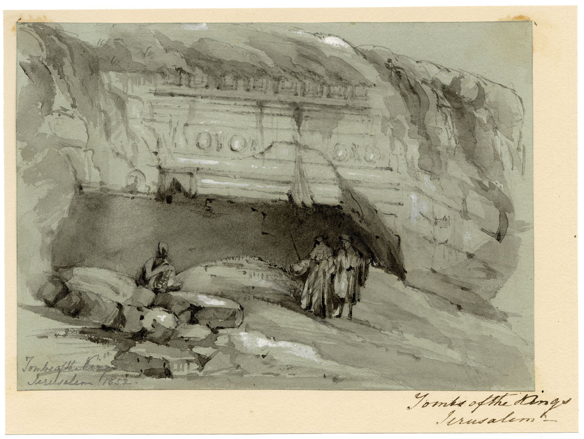 Isabella Foster, Tombs of the Kings, Jerusalem – 1852 graphite drawing